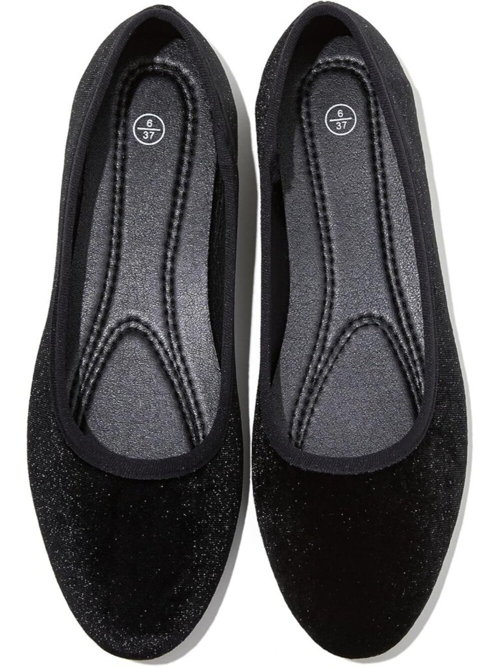 Women's Black Comfortable Soft Suede Velvet Slip On Loafer Ballet Flat Shoes